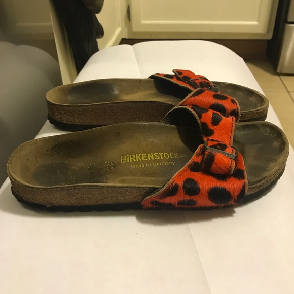 RARE Birkenstock Madrid in orange black leopard - Picture 5 of 7